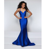 KATE PARKER Fit n flare jersey v-neck open back gown 25939