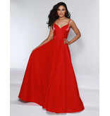 KATE PARKER Spaghetti strap shimmer satin a-line criss cross back 25942