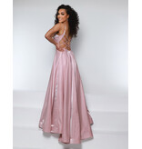 KATE PARKER Spaghetti strap shimmer satin a-line criss cross back 25942