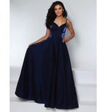 KATE PARKER Spaghetti strap shimmer satin a-line criss cross back 25942