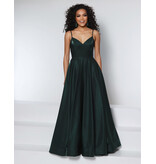 KATE PARKER Spaghetti strap shimmer satin a-line criss cross back 25942