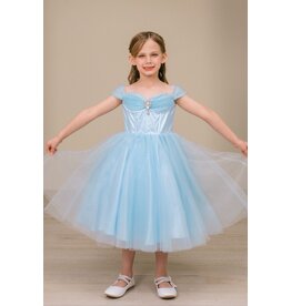 Off the shoulder corset bodice tea-length gown 8341