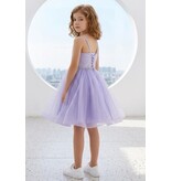 Spaghetti strap beaded belt tulle short skirt lace up back 9184