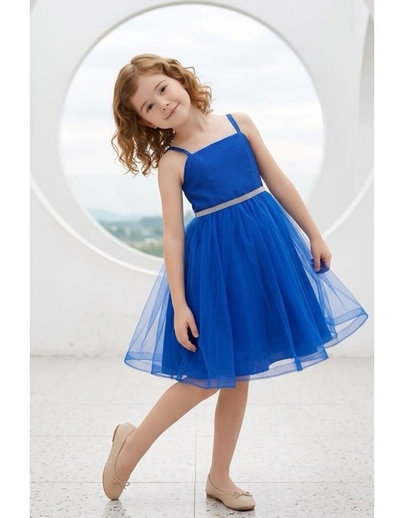 Spaghetti strap beaded belt tulle short skirt lace up back 9184