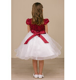 Bubble sleeve beaded bodice two tone short gown 9185