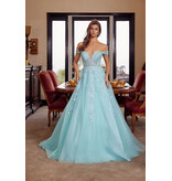 Off the shoulder sequin lace ballgown corset back H126881