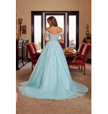 Off the shoulder sequin lace ballgown corset back H126881