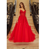 Spaghetti strap lace corset bodice ballgown H126883