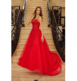 Spaghetti strap lace corset bodice ballgown H126883