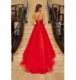 Spaghetti strap lace corset bodice ballgown H126883