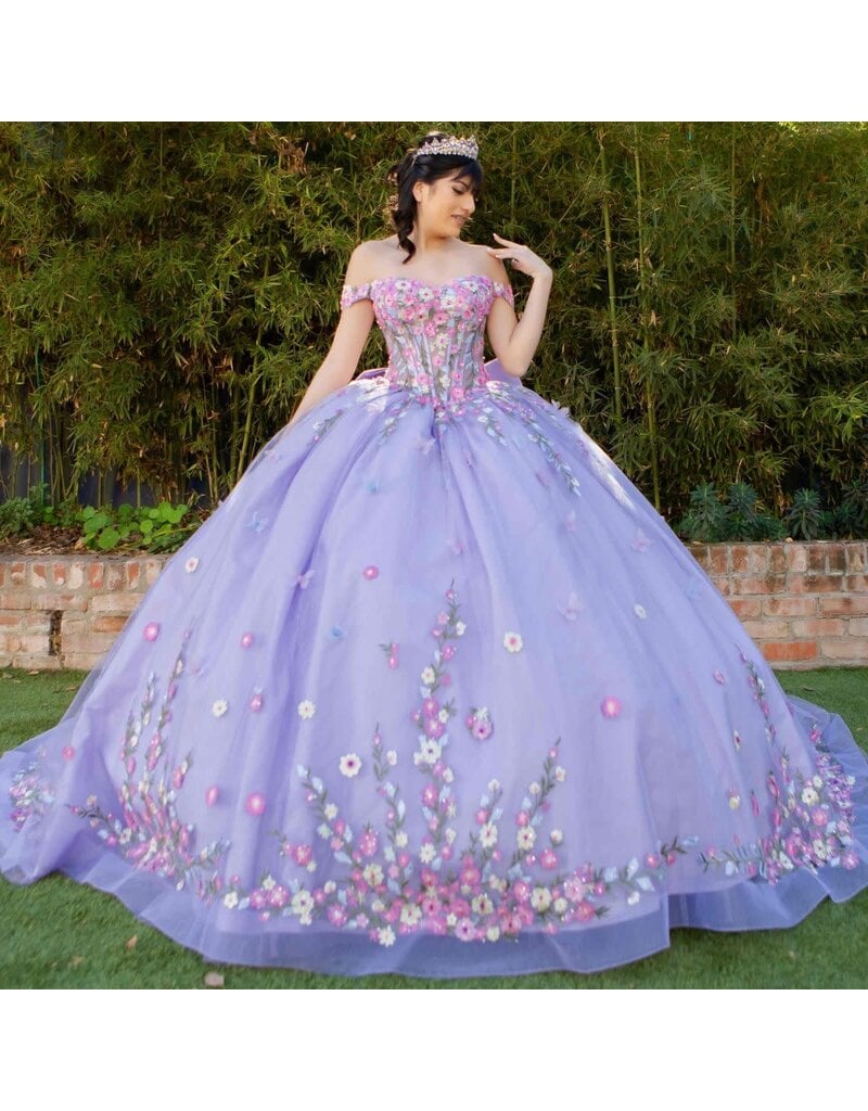 Off the shoulder floral embroidered ballgown 822660J