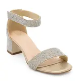 Rhinestone velcro ankle block heel JOHN-2