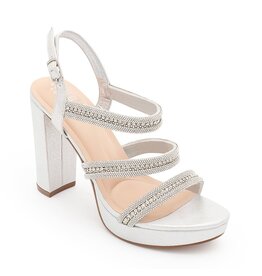 Platform chunk heel  triple rhinestone strap JANE-55