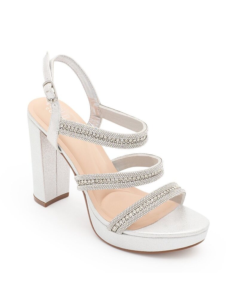 Platform chunk heel  triple rhinestone strap JANE-55