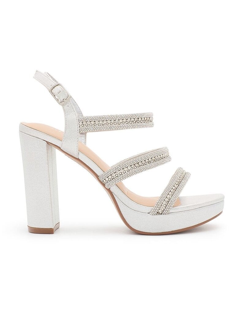 Platform chunk heel  triple rhinestone strap JANE-55