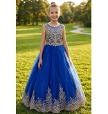 High neck gold embroidered/beaded tulle ballgown 8004X