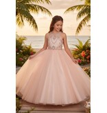 Halterneck jeweled top long gown 5027