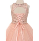 Halterneck jeweled top long gown 5027