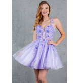 Sequin lace corset bodice tulle ruffle short gown 8298J