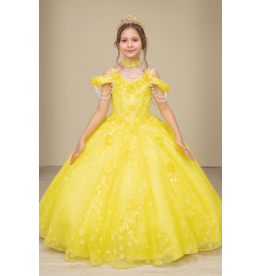 FLORAL APPLIQUE BALLGOWN 8415