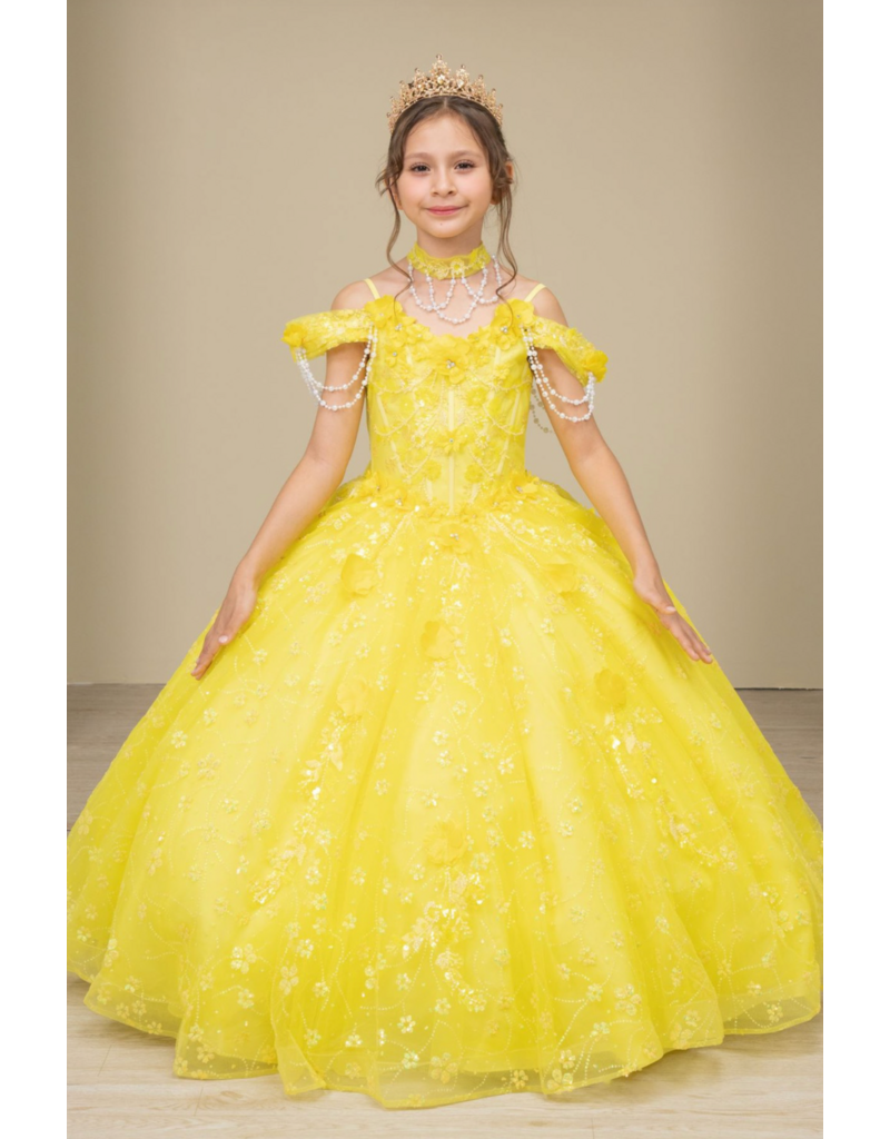 FLORAL APPLIQUE BALLGOWN 8415