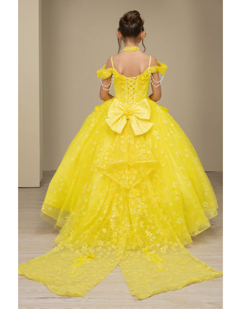 FLORAL APPLIQUE BALLGOWN 8415