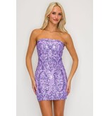 LOVESOME Strapless fitted sequin zip up short gown CD30950