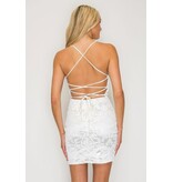 LOVESOME Spaghetti strap v-neck fitted sequin/satin short gown TRC1573