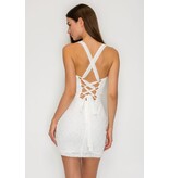 LOVESOME Lace up Tank beaded bow fitted short gown CD55647