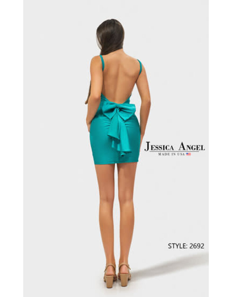 JESSICA ANGEL Jersey fitted tank short dress w/ bow 2692