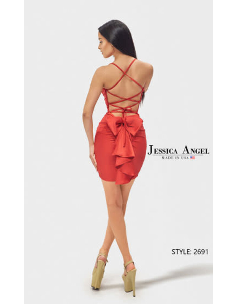 JESSICA ANGEL Jersey short dress w/ lace up & bow 2691
