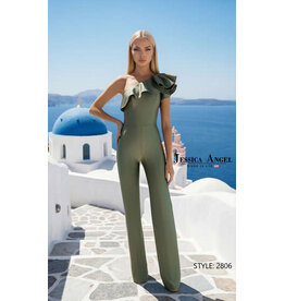 JESSICA ANGEL Ruffle one shoulder jersey jumpsuit 2806