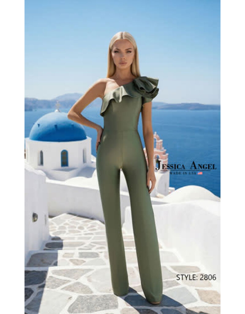 JESSICA ANGEL Ruffle one shoulder jersey jumpsuit 2806