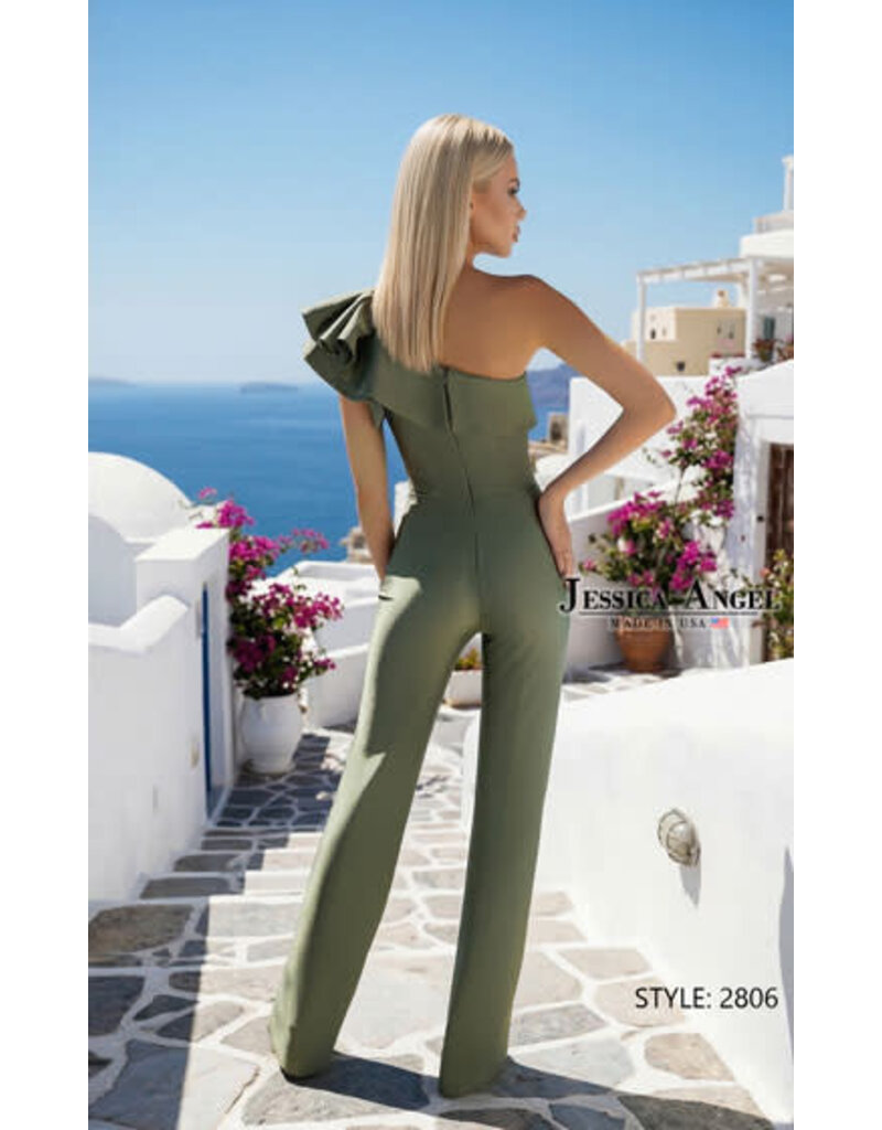 JESSICA ANGEL Ruffle one shoulder jersey jumpsuit 2806