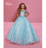 Sugar Kayne Organza ballgown w/ fringe sleeves C406