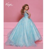 Sugar Kayne Organza ballgown w/ fringe sleeves C406