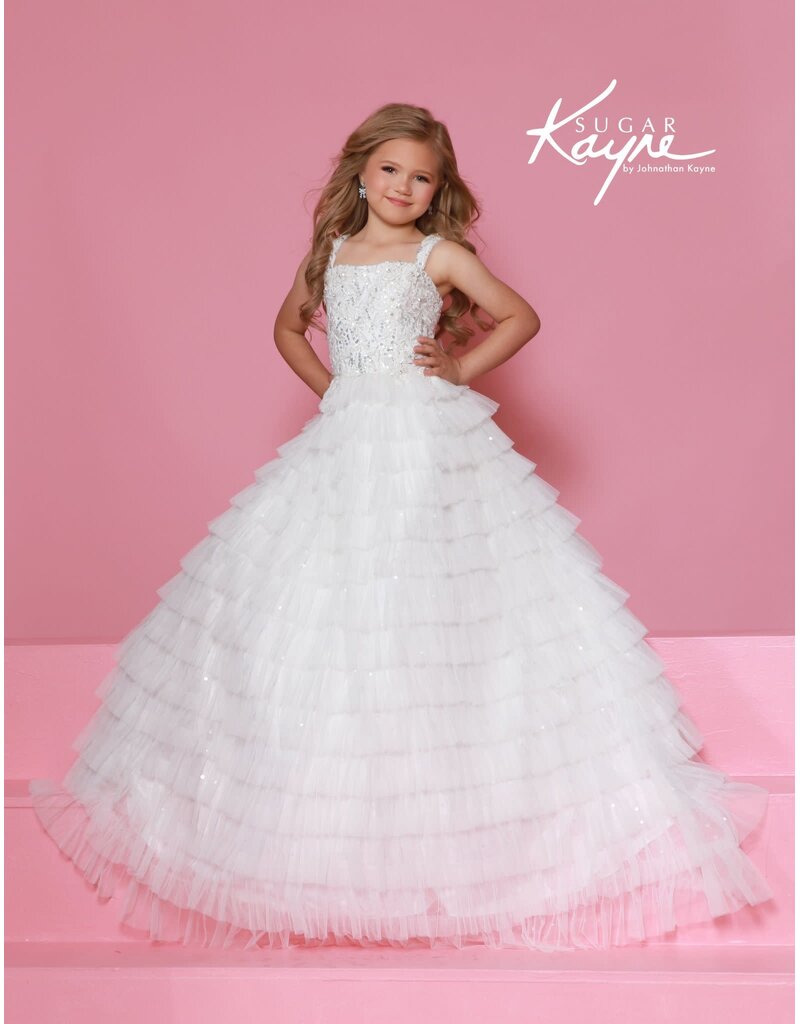 Sugar Kayne Layered tulle ballgown w/ embellished bodice C396