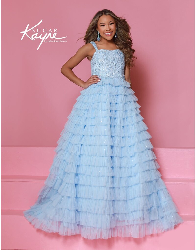Sugar Kayne Layered tulle ballgown w/ embellished bodice C396
