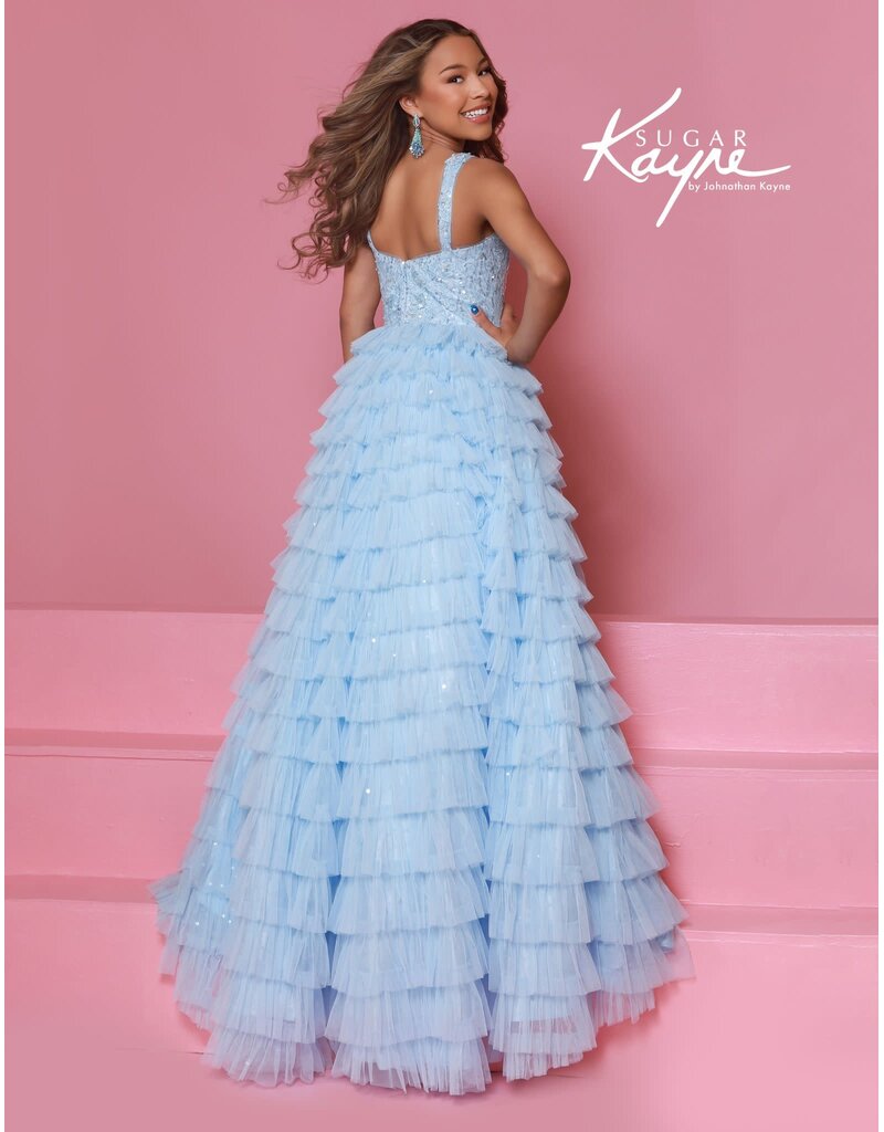 Sugar Kayne Layered tulle ballgown w/ embellished bodice C396