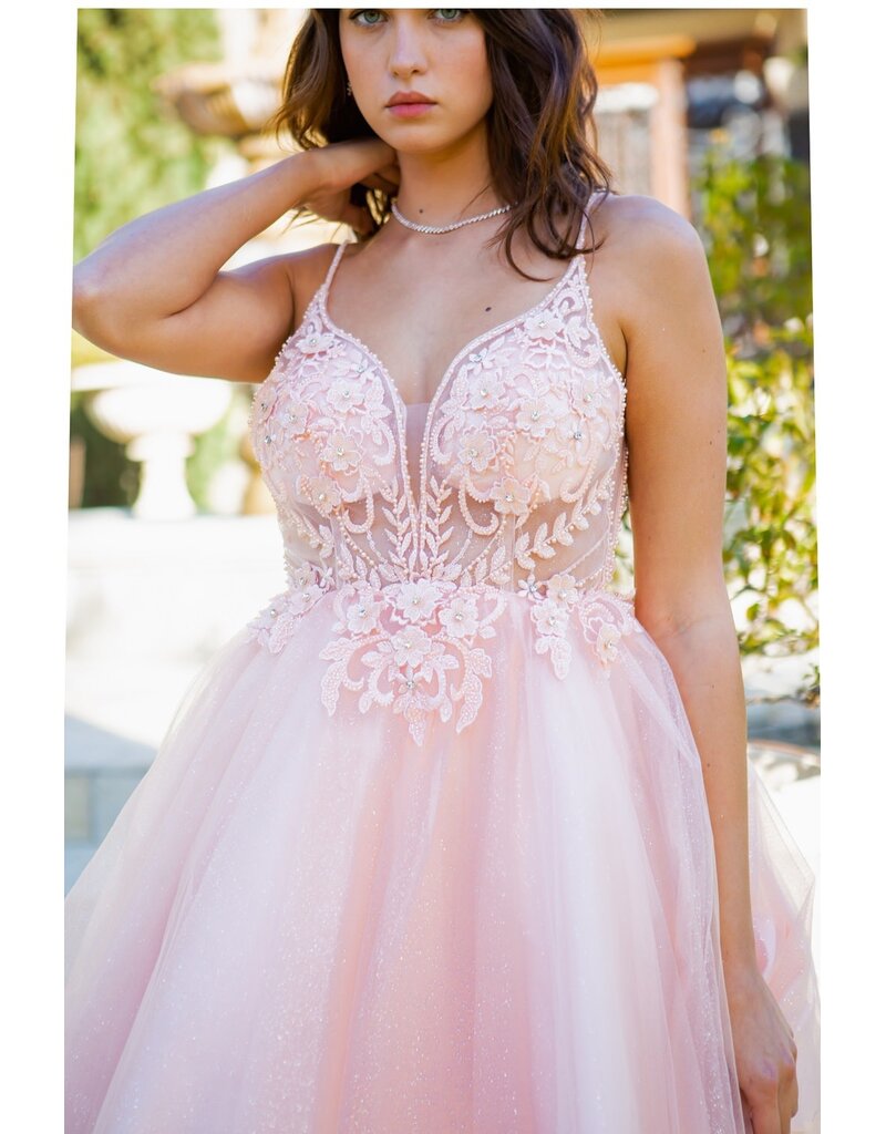 Lace tulle short dress w/ rhinestone top 5112J