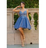 Lace tulle short dress w/ rhinestone top 5112J