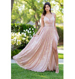 A-line gold flower print dress 8086J