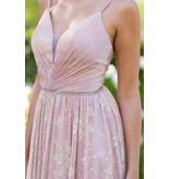 A-line gold flower print dress 8086J