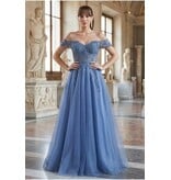 Off-shoulder embroidered a-line gown 8152J