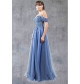 Off-shoulder embroidered a-line gown 8152J