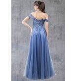 Off-shoulder embroidered a-line gown 8152J