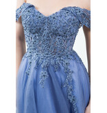 Off-shoulder embroidered a-line gown 8152J