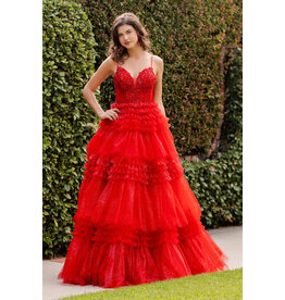 A-line ruffle tulle gown 8163J