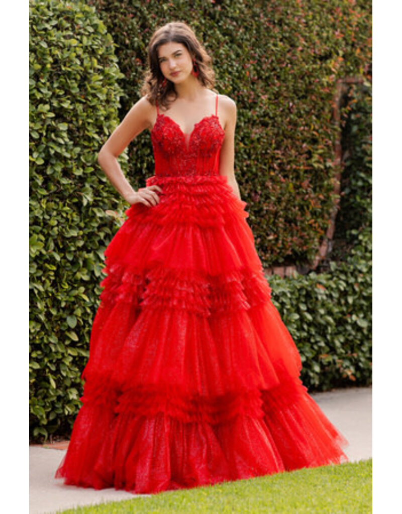 A-line ruffle tulle gown 8163J