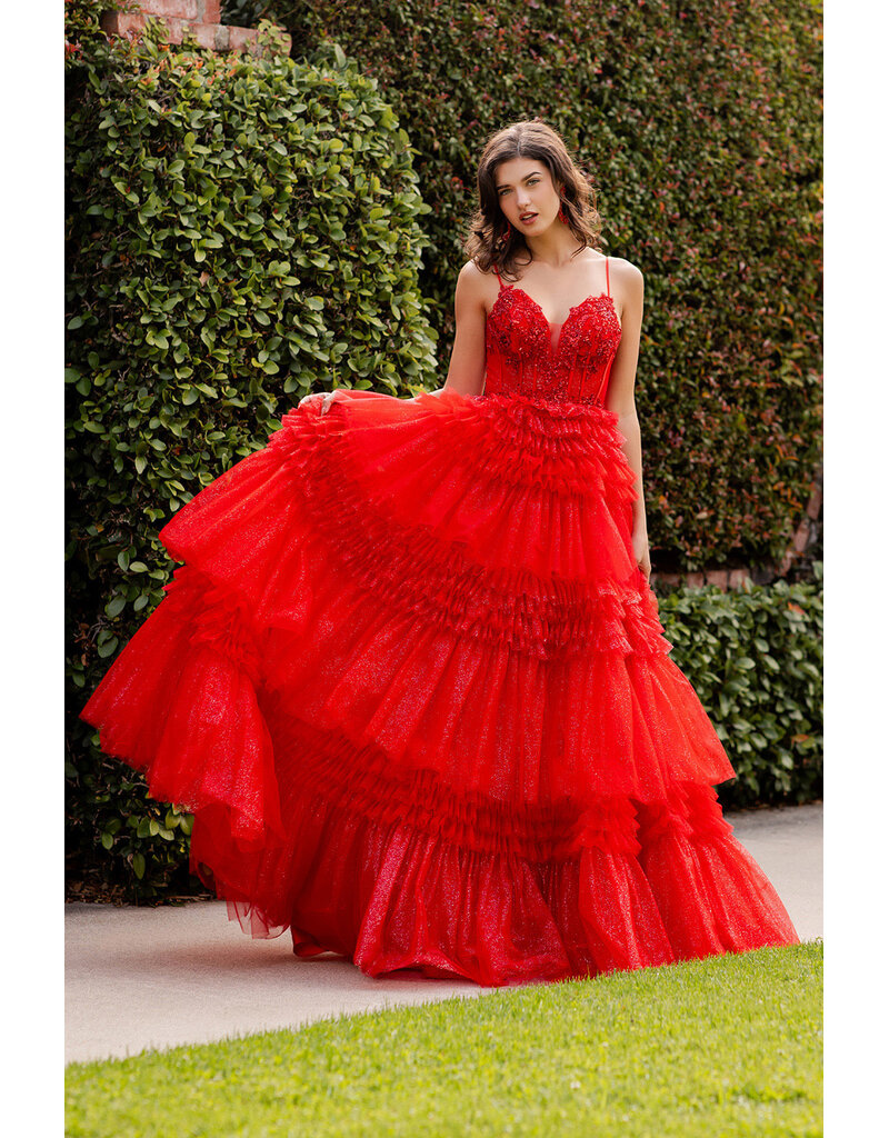 A-line ruffle tulle gown 8163J